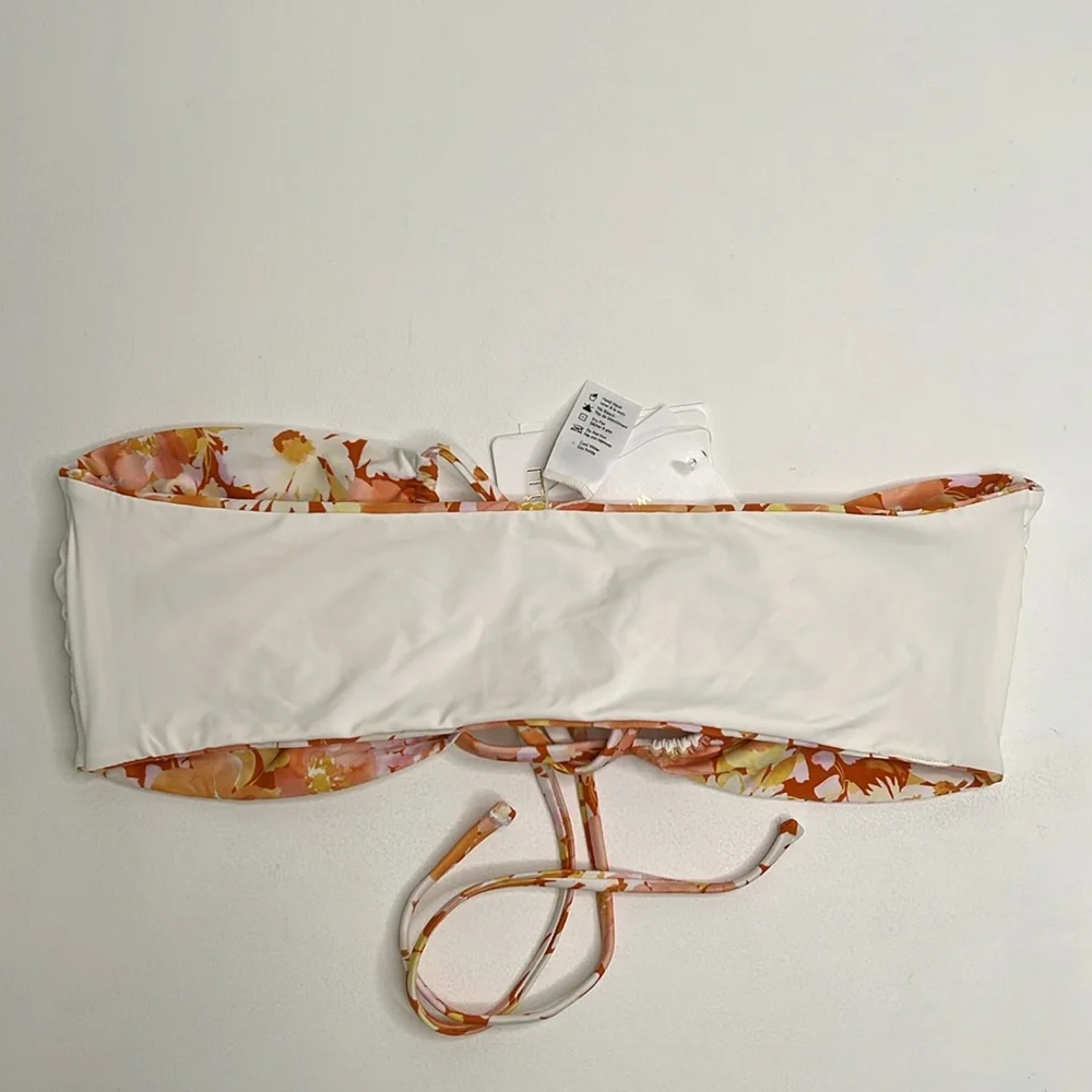 NWT L*Space Dawn multi bandeau Amal orange floral bikini top